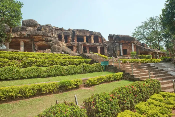 Framed Print : Garden at the entrance to the Udayagiri and Khandagiri caves dating back to over 100 years BCE, sculptured into the hillside as religious retreats for Jains, Bhubaneswar, Odisha, India, Asia Framed Print : Garden at the entrance to the Udayagiri and Khandagiri caves dating back to over 100 years BCE, sculptured into the hillside as religious retreats for Jains, Bhubaneswar, Odisha, India, Asia