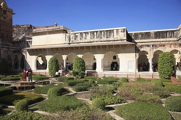 Gardens, Amber Fort Palace, Jaipur, Rajasthan, India, Asia
