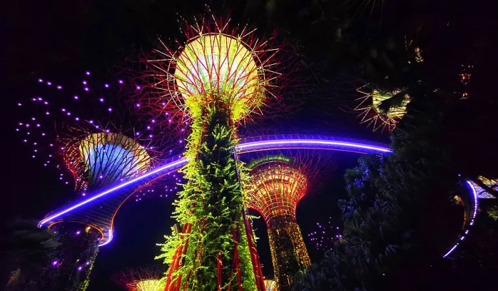 Framed Print : Gardens By The Bay light show, Singapore Framed Print : Gardens By The Bay light show, Singapore