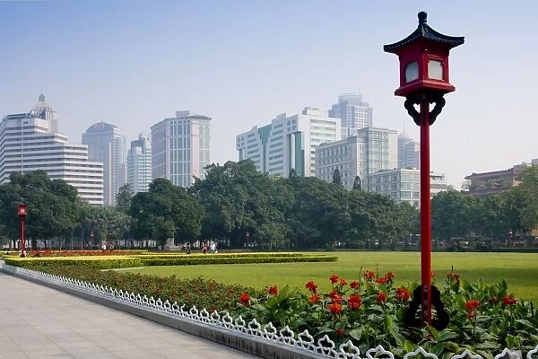 Gardens and cityscape, Guangzhou (Canton), Guangdong, China, Asia