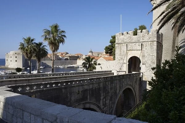 Gate of Ploce, the harbour in background, Dubrovnik, Croatia