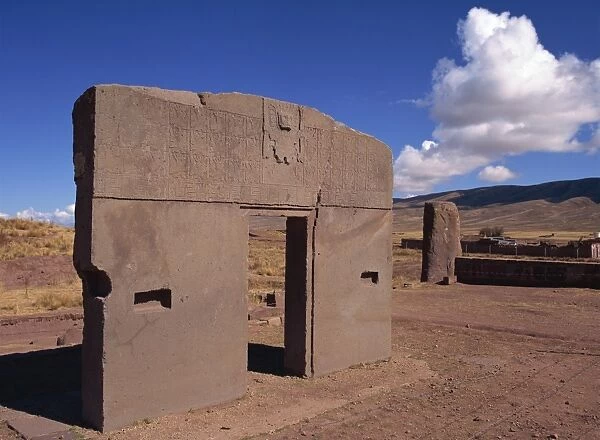 The Gate of the Sun at the site of Tiahuanaco, UNESCO World Heritage Site