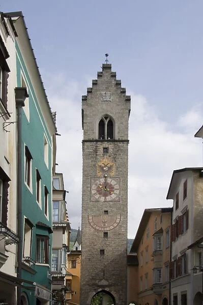 The Gate Tower with clock, old town, Vipiteno, on the Brenner road, Italy, Europe