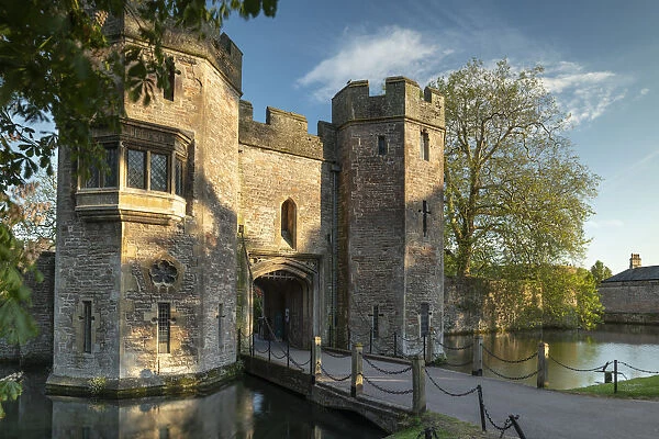 Gatehouse of the Bishops Palace in Wells, Somerset, England, United Kingdom, Europe
