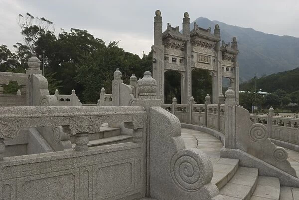 Gates to the Po Lin Monastery, Lantau Island, Hong Kong, China, Asia