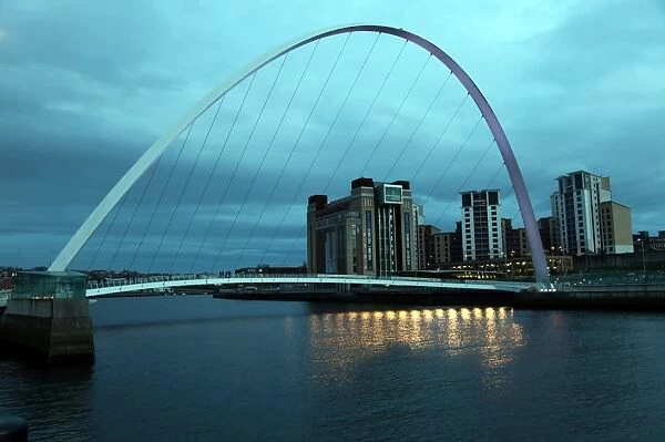 Gateshead Bridge over the River Tyne, Newcastle, Tyne and Wear, England, United Kingdom, Europe