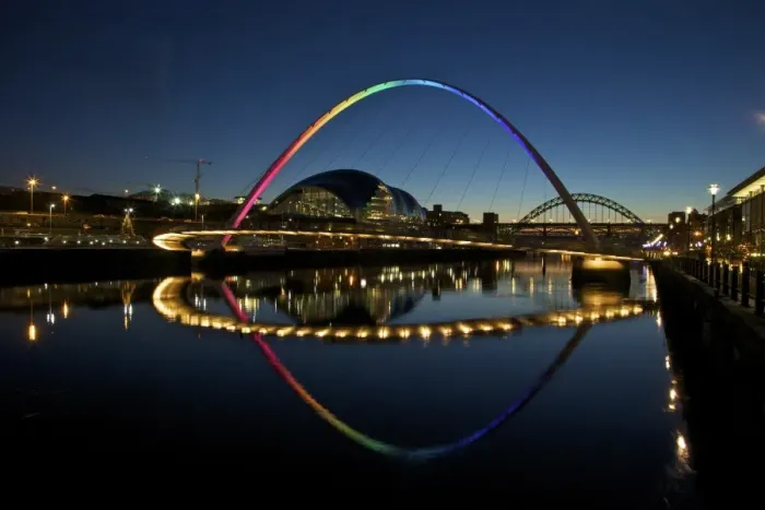 Framed Print : Gateshead Quays with Sage Gateshead and Millennium Bridge at night, Tyne and Wear, England, United Kingdom, Europe Framed Print : Gateshead Quays with Sage Gateshead and Millennium Bridge at night, Tyne and Wear, England, United Kingdom, Europe
