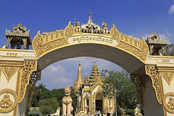 Gateway to Shwedagon Pagoda, Yangon (Rangoon), Myanmar (Burma), Asia