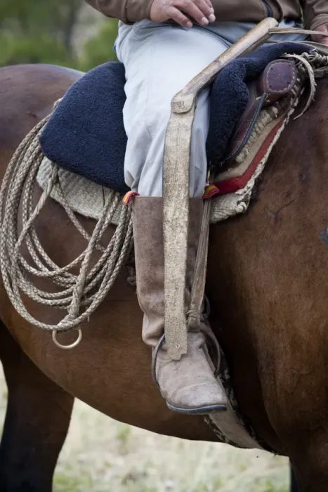 Framed Print : Gaucho detail at the Huechahue Estancia, Patagonia, Argentina, South America