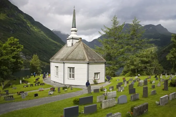 Framed Print : Geiranger village church, Geiranger, Geirangerfjord, Northern Fjord Region Framed Print : Geiranger village church, Geiranger, Geirangerfjord, Northern Fjord Region