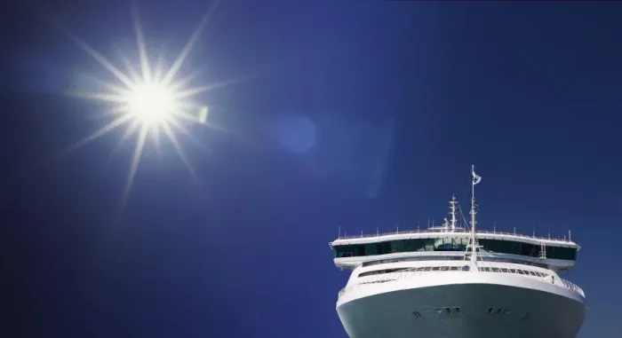 Framed Print : Generic cruise ship 2 and sunburst Framed Print : Generic cruise ship 2 and sunburst
