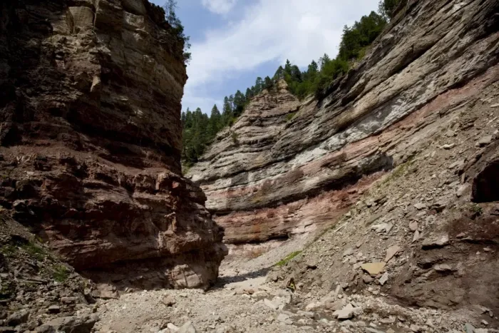 Framed Print : Geoparc Bletterbach, big gorge dug in the rock, in Aldein, Bolzano province Framed Print : Geoparc Bletterbach, big gorge dug in the rock, in Aldein, Bolzano province