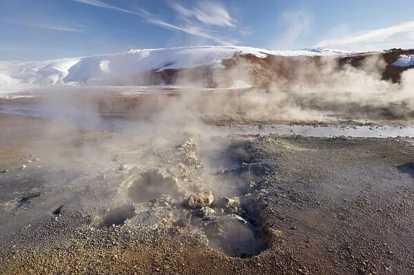 Geothermal activity of mudpots, hot springs and fumaroles, at Krisuvik (Krysuvik-Seltun)