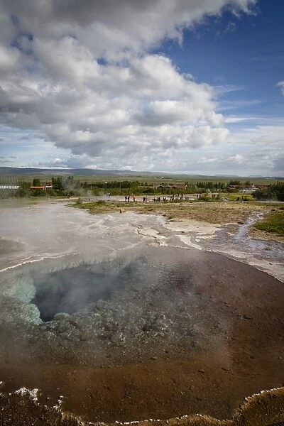 A geothermal hotspring pool with dissolved minerals, Geysir, Golden Circle, Iceland, Polar Regions