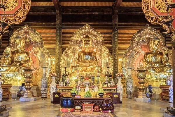 Gia Sinh, Buddhas inside a pagoda at Bai Dinh Mahayana Buddhist Temple near Tam Coc