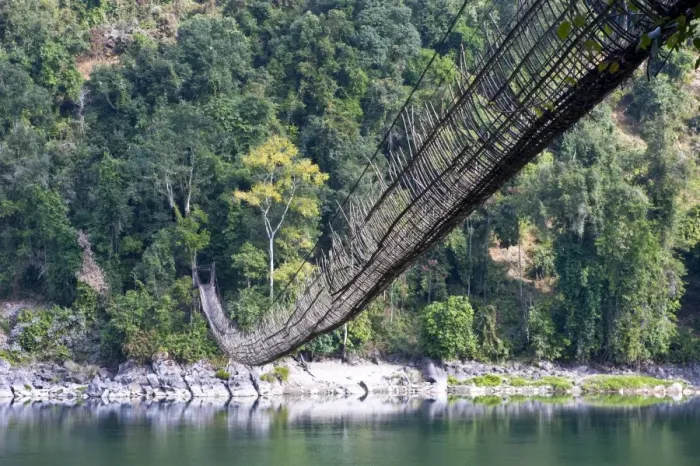 Framed Print : Giant bridge made from bamboo across the Siang River, near Along, Arunachal Pradesh Framed Print : Giant bridge made from bamboo across the Siang River, near Along, Arunachal Pradesh