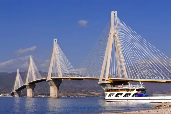 Framed Print : Giant bridge across the Gulf of Corinth, near Patra, Peloponnese, Greece, Europe Framed Print : Giant bridge across the Gulf of Corinth, near Patra, Peloponnese, Greece, Europe