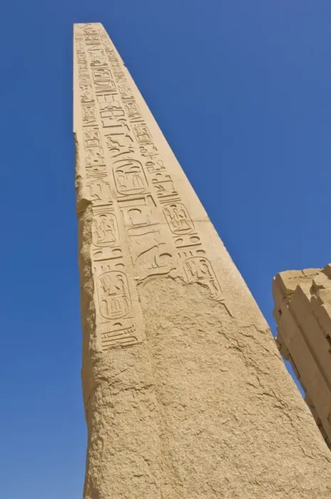 Framed Print : Giant granite obelisk decorated with hieroglyphics at the great Temple at Karnak near Luxor Framed Print : Giant granite obelisk decorated with hieroglyphics at the great Temple at Karnak near Luxor