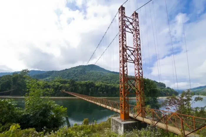 Framed Print : Giant hanging bridge spanning across the Siang river, Along, Arunachal Pradesh Framed Print : Giant hanging bridge spanning across the Siang river, Along, Arunachal Pradesh