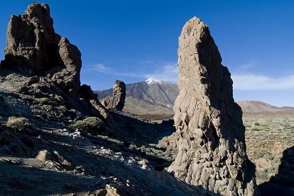 Giant rock formations in front of the volcano El Teide, Tenerife, Canary Islands