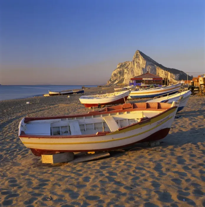 Framed Print : Gibraltar viewed along beach, La Linea, Andalucia, Spain, Mediterranean, Europe Framed Print : Gibraltar viewed along beach, La Linea, Andalucia, Spain, Mediterranean, Europe