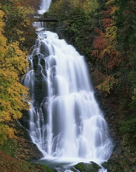 The Giessbach waterfall in autumn in the Bernese Oberland, Switzerland, Europe
