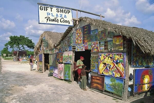 Gift shop covered in artwork, Punta Cana, Dominican Republic, West Indies