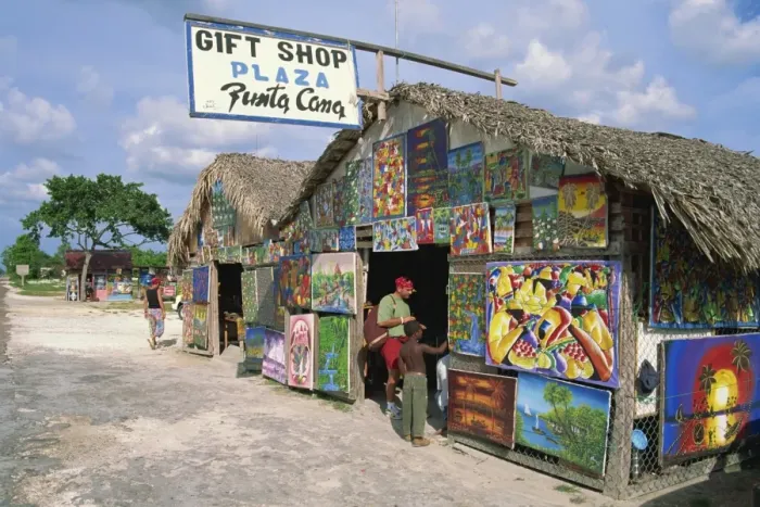 Framed Print : Gift shop covered in artwork, Punta Cana, Dominican Republic, West Indies Framed Print : Gift shop covered in artwork, Punta Cana, Dominican Republic, West Indies