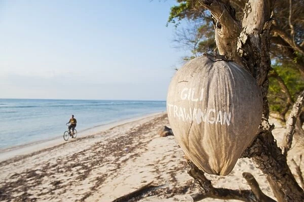 Gili Trawangan written on a coconut, Gili Islands, Indonesia, Southeast Asia, Asia