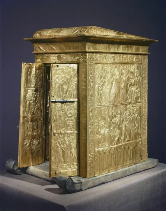 Framed Print : The gilt shrine which originally contained the statuettes of the royal couple in the tomb of the pharaoh Tutankhamun, discovered in the Valley of the Kings, Thebes, Egypt, North Framed Print : The gilt shrine which originally contained the statuettes of the royal couple in the tomb of the pharaoh Tutankhamun, discovered in the Valley of the Kings, Thebes, Egypt, North