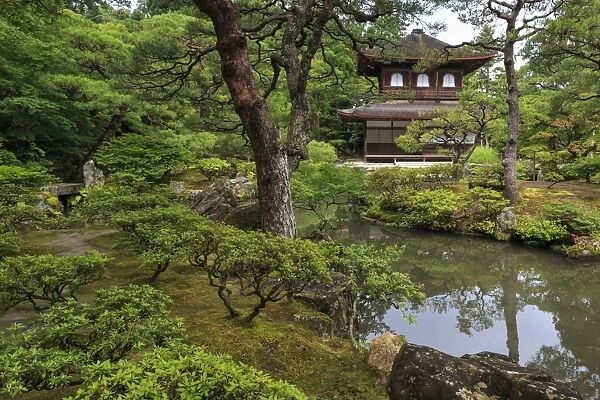 Ginkaku-ji (Silver Pavillion), classical Japanese temple and garden, main hall, pond