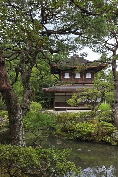 Ginkaku-ji (Silver Pavillion), classical Japanese temple and garden, main hall, pond