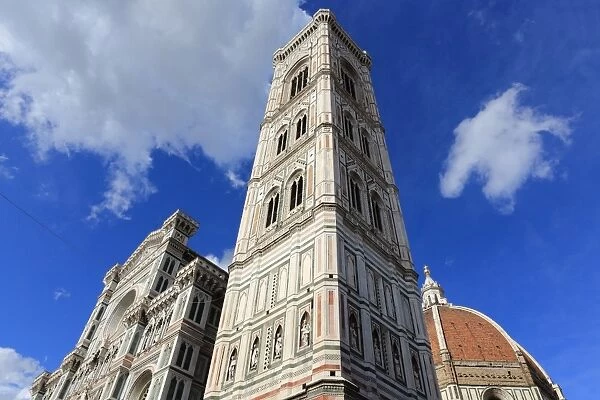 Giotto bell tower and Santa Maria del Fiore Cathedral (Duomo), Florence, UNESCO World Heritage Site, Tuscany, Italy, Europe
