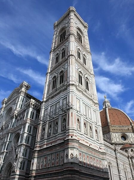 Giotto bell tower and Santa Maria del Fiore Cathedral (Duomo), Florence, UNESCO World Heritage Site, Tuscany, Italy, Europe