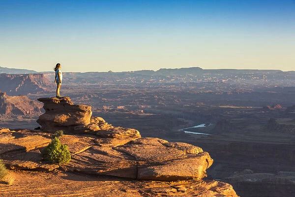 Girl admiring the landscape, Dead Horse Point State Park, Moab, Utah, United States of America
