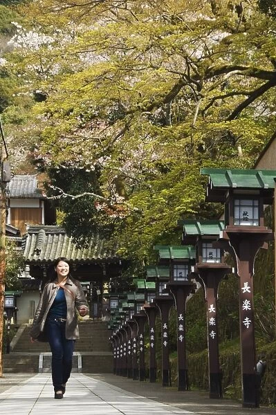 A girl looking at cherry blossom at Chionin Temple