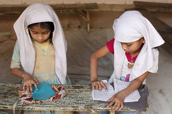 Girls learning Arabic in a medersa (koranic school), Fatehpur Sikri, Uttar Pradesh, India