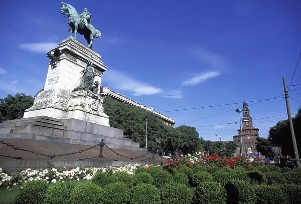 Giuseppe Garibaldi statue, Piazza Cairoli, Milan, Lombardy, Italy, Europe