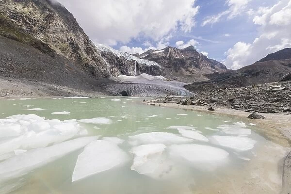 The glacial lake at the foot of Fellaria Glacier, Malenco Valley, Valtellina, Lombardy