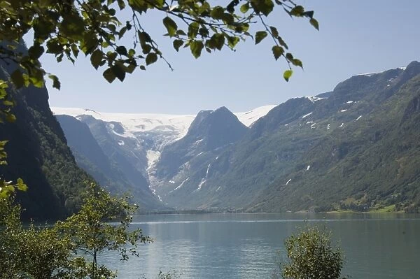 The glacier lake above Olden, Fjordland, Norway, Scandinavia, Europe
