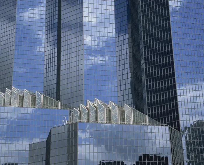 Framed Print : Glass exterior of a modern office building, La Defense, Paris, France, Europe Framed Print : Glass exterior of a modern office building, La Defense, Paris, France, Europe