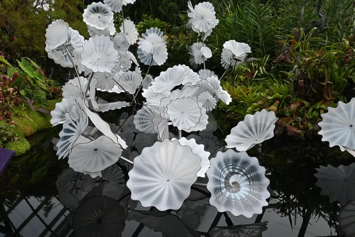 Framed Print : Glass flower sculptures in Rain Cloud dome, Singapore Framed Print : Glass flower sculptures in Rain Cloud dome, Singapore