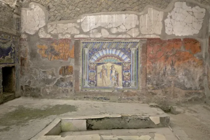 Framed Print : Glass paste wall mosaic of Neptune and Amphitrite, Herculaneum, UNESCO World Heritage Site Framed Print : Glass paste wall mosaic of Neptune and Amphitrite, Herculaneum, UNESCO World Heritage Site