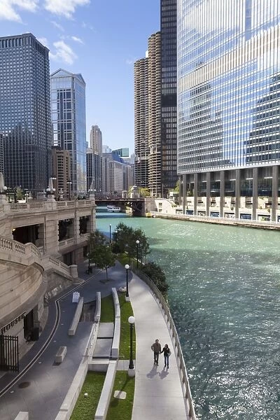 Glass towers along the Chicago River, Chicago, Illinois, United States of America, North America
