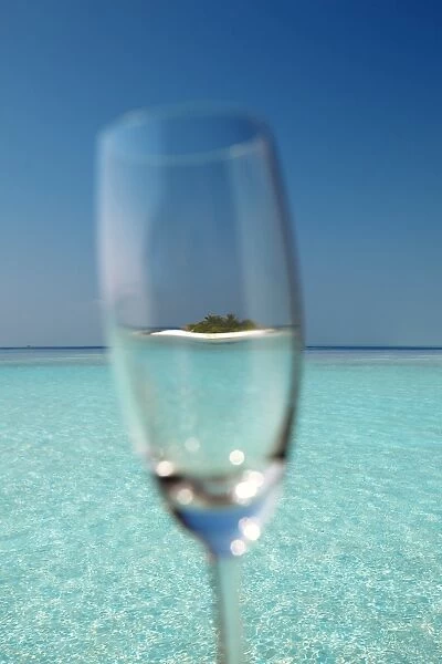 Glass and tropical island, Maldives, Indian Ocean, Asia