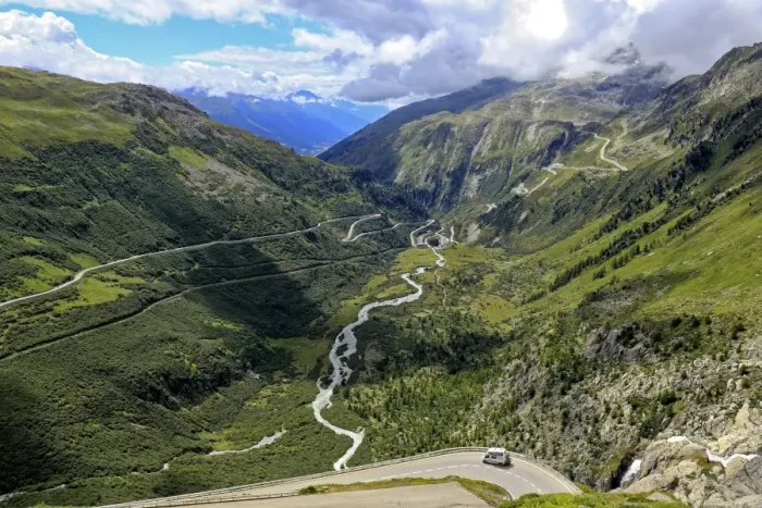 Framed Print : Gletsch with Rhone River, Grimsel and Furka Pass Roads, Canton of Valais, Switzerland Framed Print : Gletsch with Rhone River, Grimsel and Furka Pass Roads, Canton of Valais, Switzerland