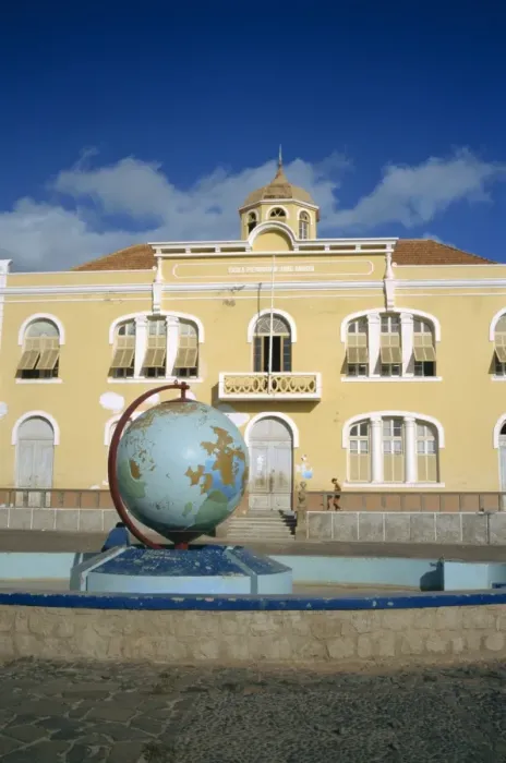 Framed Print : Globe outside a school in Mindelo, on Sao Vicente Island, Cape Verde Islands Framed Print : Globe outside a school in Mindelo, on Sao Vicente Island, Cape Verde Islands