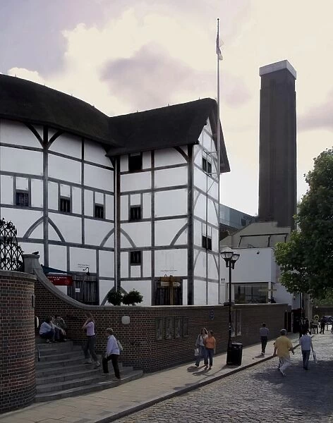 The Globe Theatre, with the Tate Modern Gallery beyond, Bankside, London