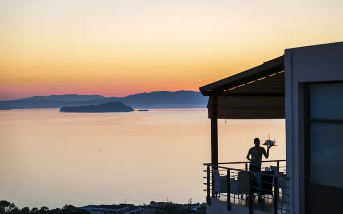 Framed Print : Gloomy sunset and waiter, Akrotiri, Crete, Greek Islands, Greece, Europe Framed Print : Gloomy sunset and waiter, Akrotiri, Crete, Greek Islands, Greece, Europe