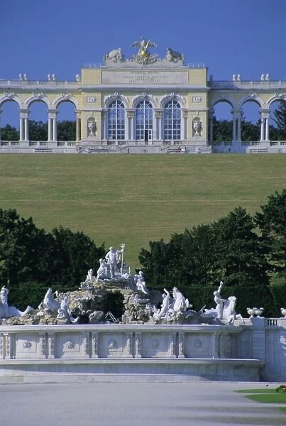 Gloriette and Neptune fountain, Schonbrunn gardens, UNESCO World Heritage Site